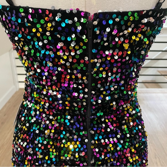 NWT 3, 5 black and colorful, sparkly sequence, spaghetti strap, mini dress - Picture 7 of 9